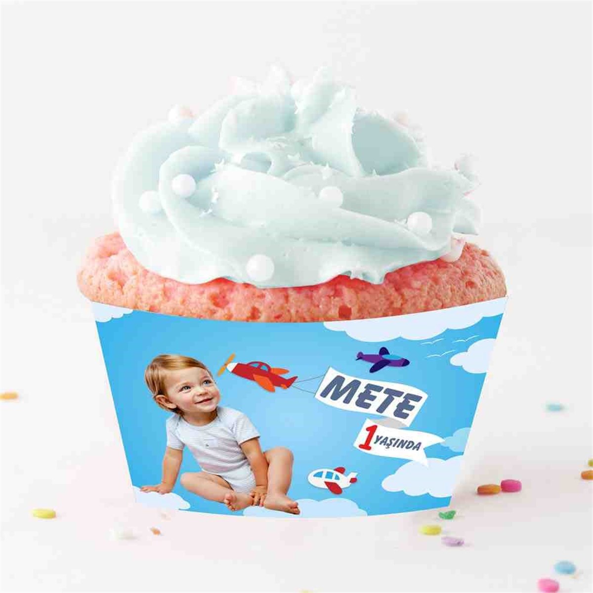 Uçaklar Konsepti Cupcake Sargısı 