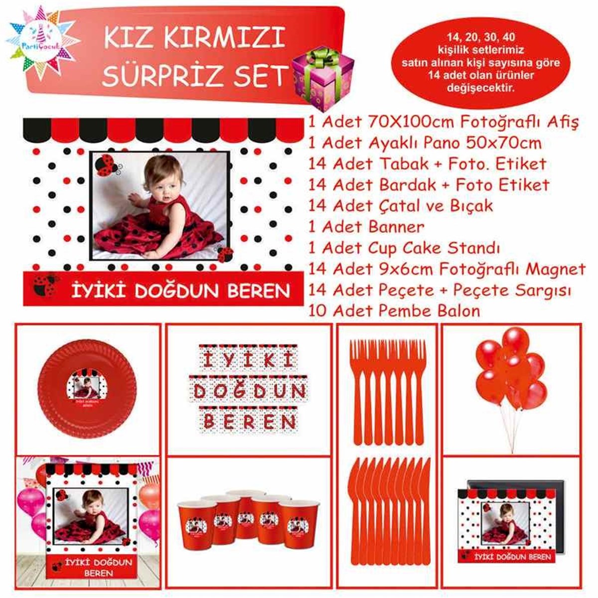 Uğur Böceği Parti Tema Seti Sürpriz Set 