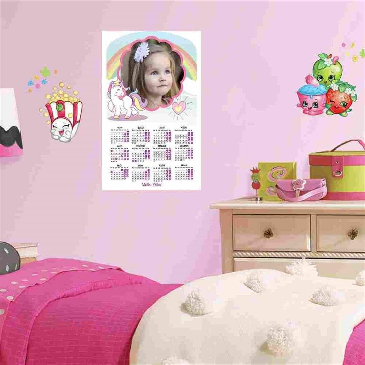 Unicorn Kişiye Özel Duvar Takvimi 32cmx48cm Parti Çocuk 