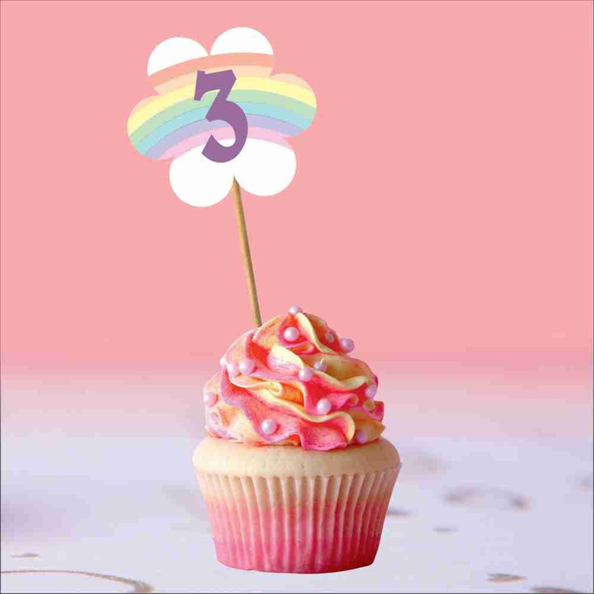 Unicorn Kürdan Çicekli Cupcake 