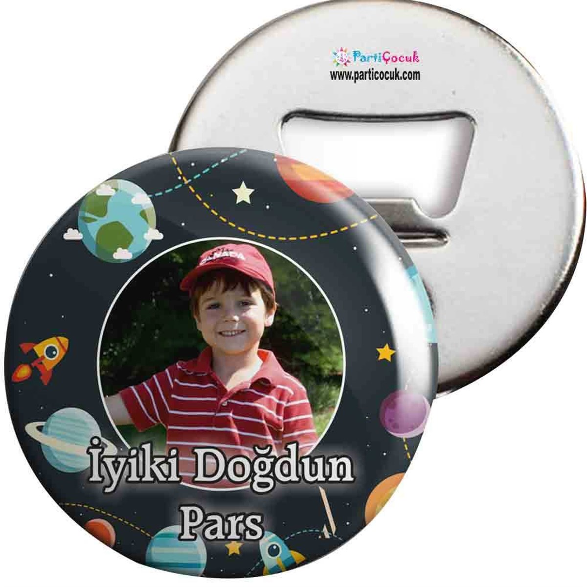 Uzay ve Gezegenler Konsept Açacaklı Magnet Kişiye Özel 