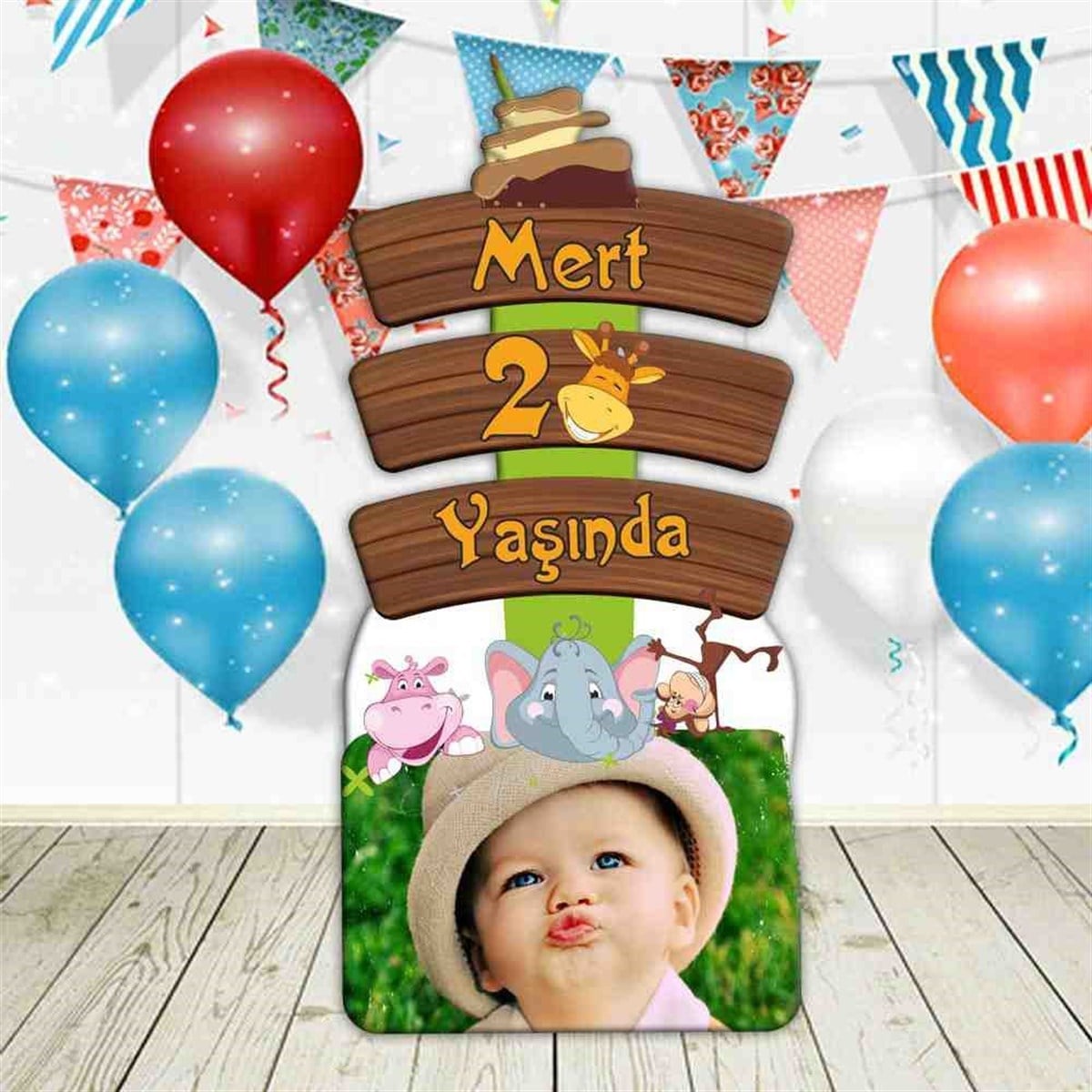 Vahşi Hayvanlar Doğum Günü Oklu Pano 