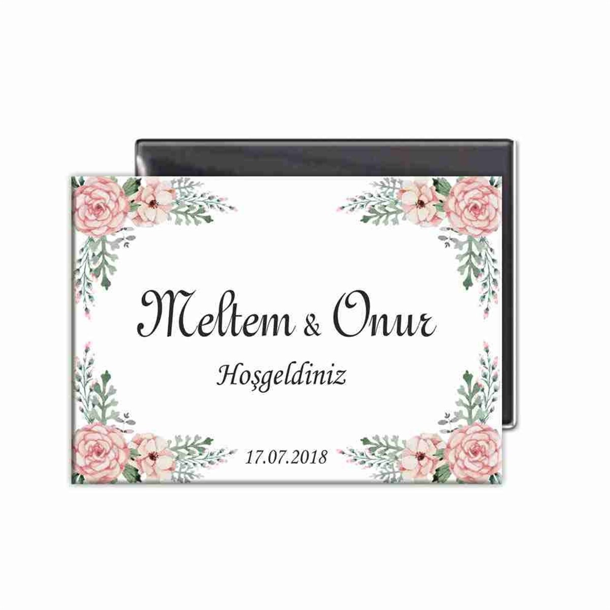Vintage Magnet Gül Temalı Nişan  