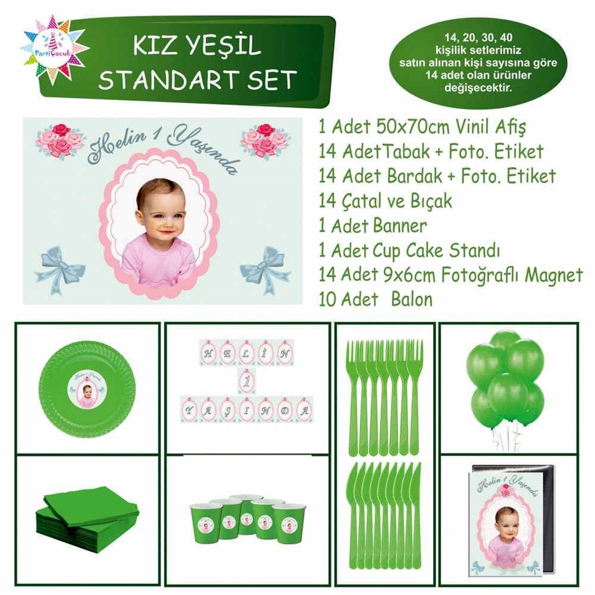 Vintage Mint Masa Süslemesi Konsept Standart Set 