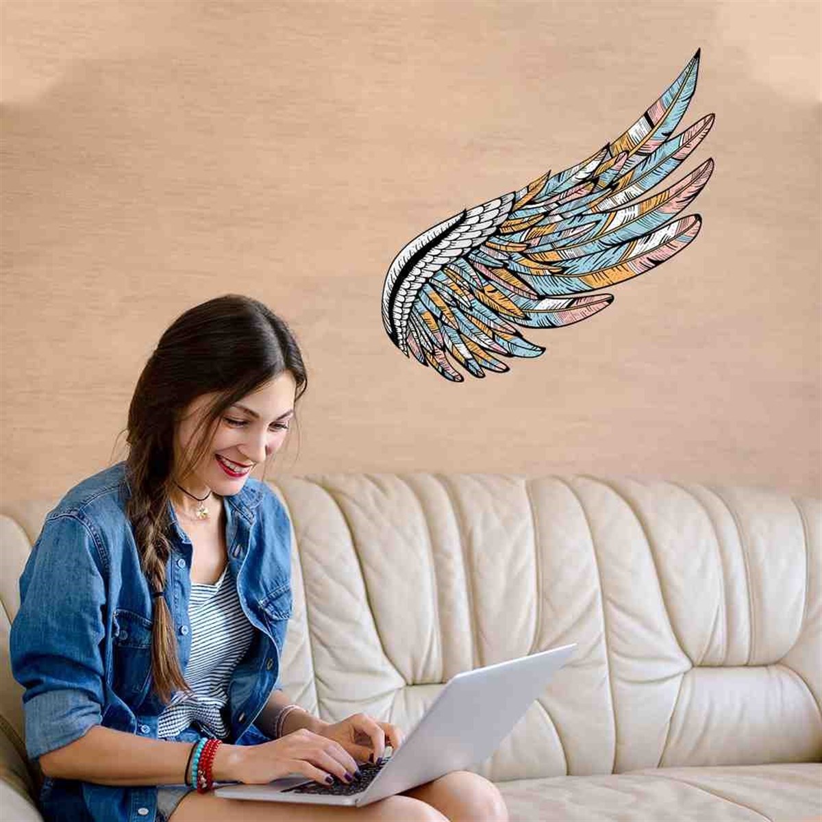 Vintage Wing Duvar Etiketi 