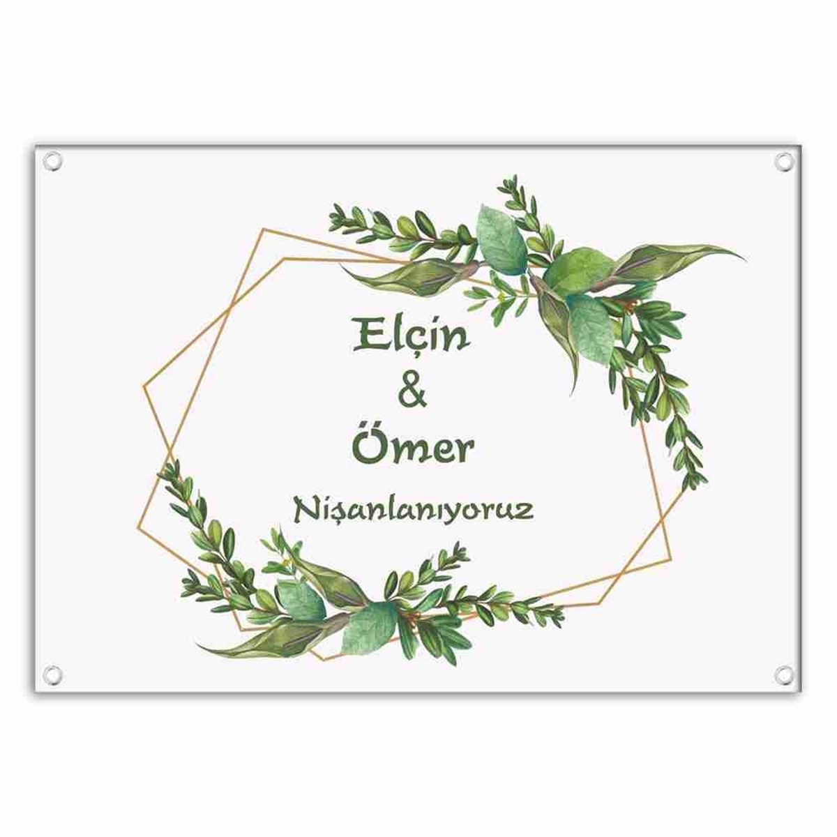 Yaprak Desenli Nişan Karşılama Branda Poster 
