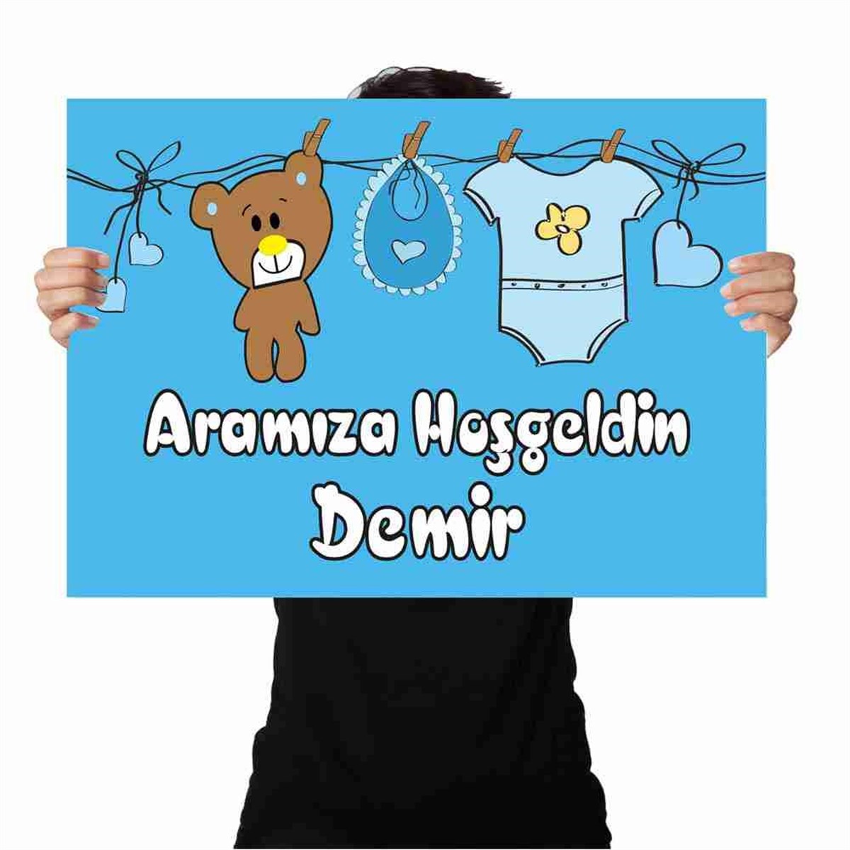 Yeni Doğan Mavi Tatlı Ayı Konsepti Afiş 