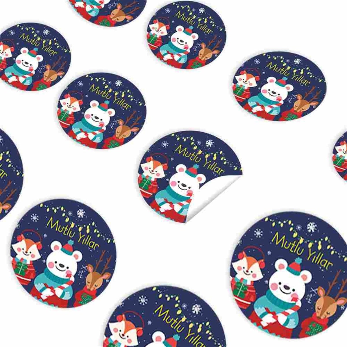 Yeni Yıl Hediyelik Yapışkanlı Sticker 30 Adet 