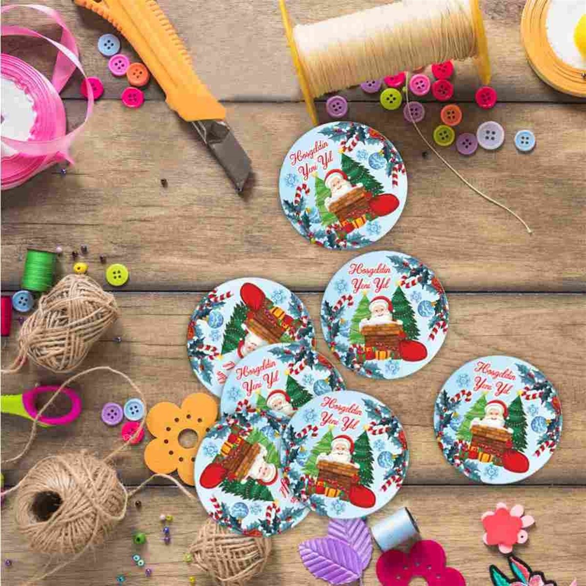 Yeni Yıl Temalı Karton Etiket 30 Adet 