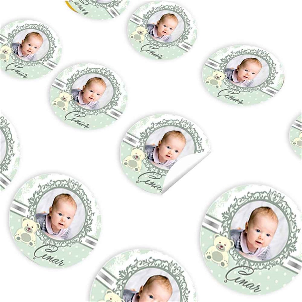 Yeşil Ayılı Konsept Sticker 30 Adet 