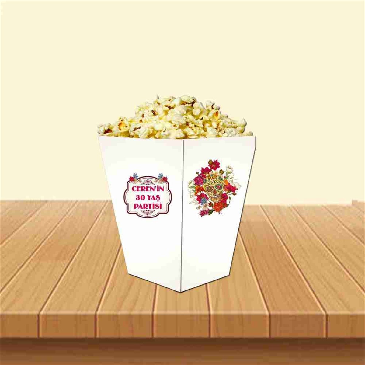 Yetişkin Doğum Günü Kurukafa Konsepti Popcorn Kutusu 