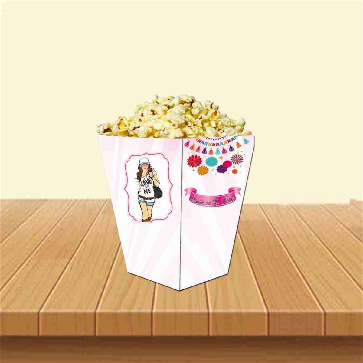 Yetişkin Doğum Günü Renkli Konsepti Popcorn Kutusu 