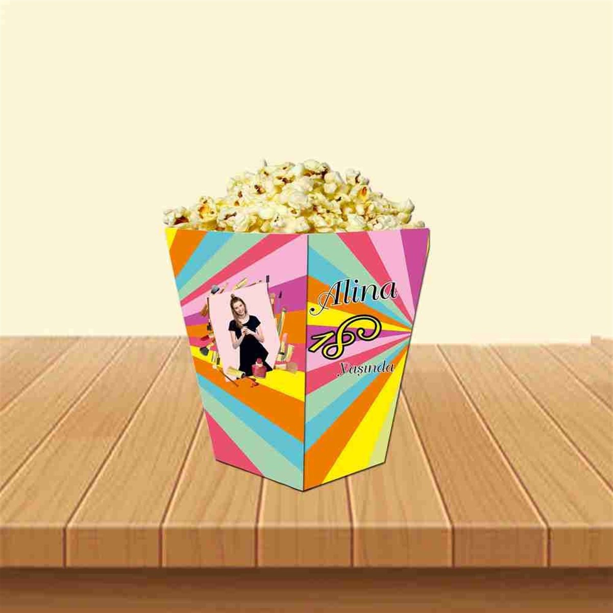 Yetişkin Doğum Günü Süslü Konsepti Popcorn Kutusu 