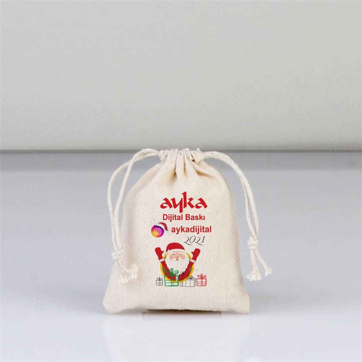 Yılbaşı Baskılı Bez Kese 