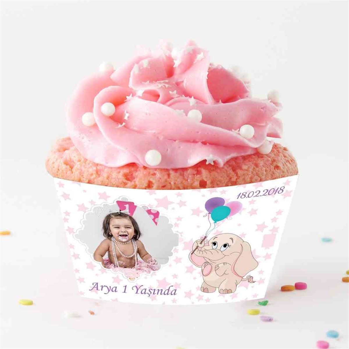 Yıldız Filli Balonlu Cupcake Sargısı  