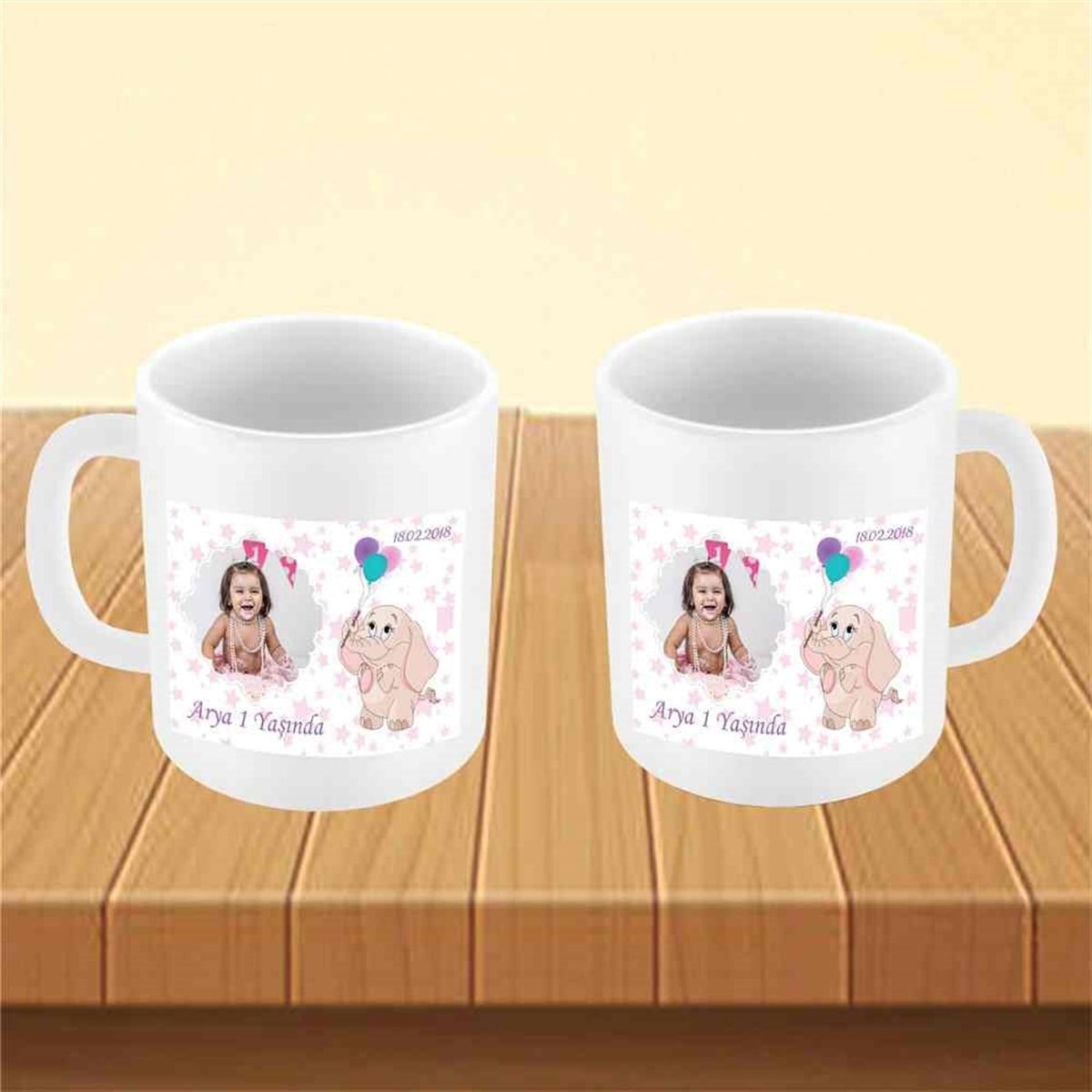 Yıldız Filli Balonlu Konsept Kupa Bardak Mug  