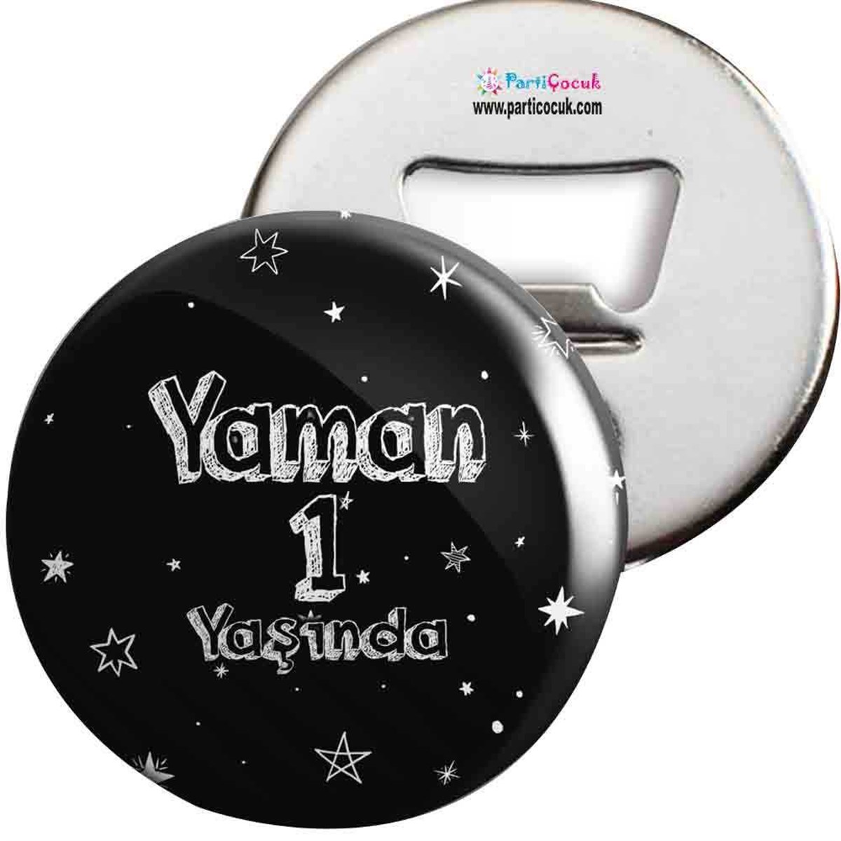 Yıldızlı Gümüş Konsepti Açacaklı Magnet Kişiye Özel 