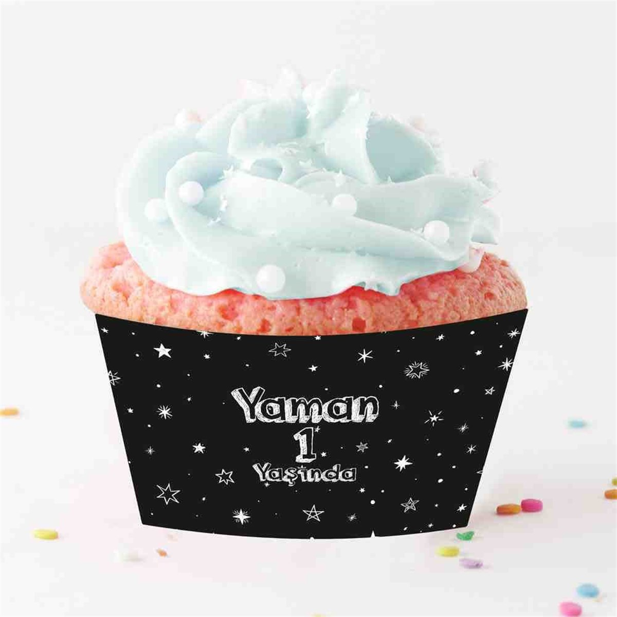 Yıldızlı Gümüş Temalı Cupcake Sargısı  