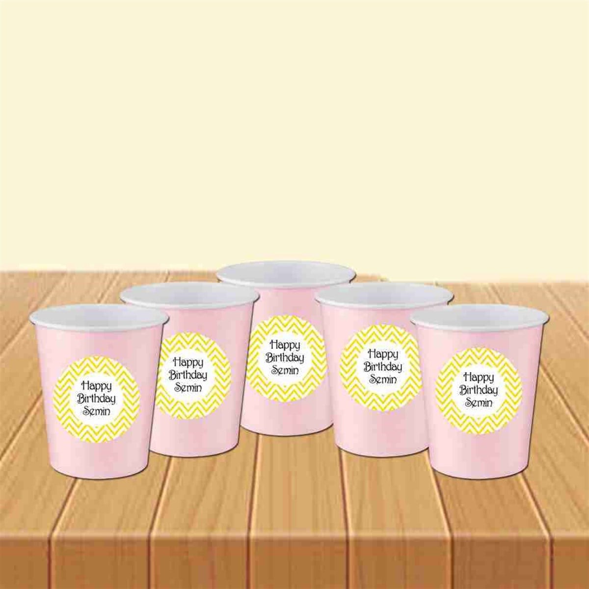 Zigzag Konsept Karton Bardak ve Etiketi 5 Adet 