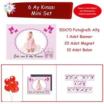 6 Ay Kınası Kelebek Parti Pembe Mini Set 