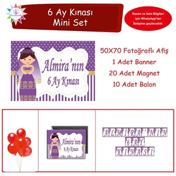 6 Ay Kınası Kına Karikatürlü Parti Mor Mini Set 