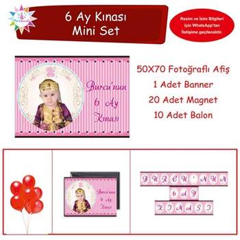 6 Ay Kınası Pembe Çizgili Parti Mini Set 