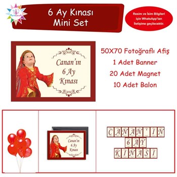 Altı Ay Kınası Bordo Renk Parti Mini Set 