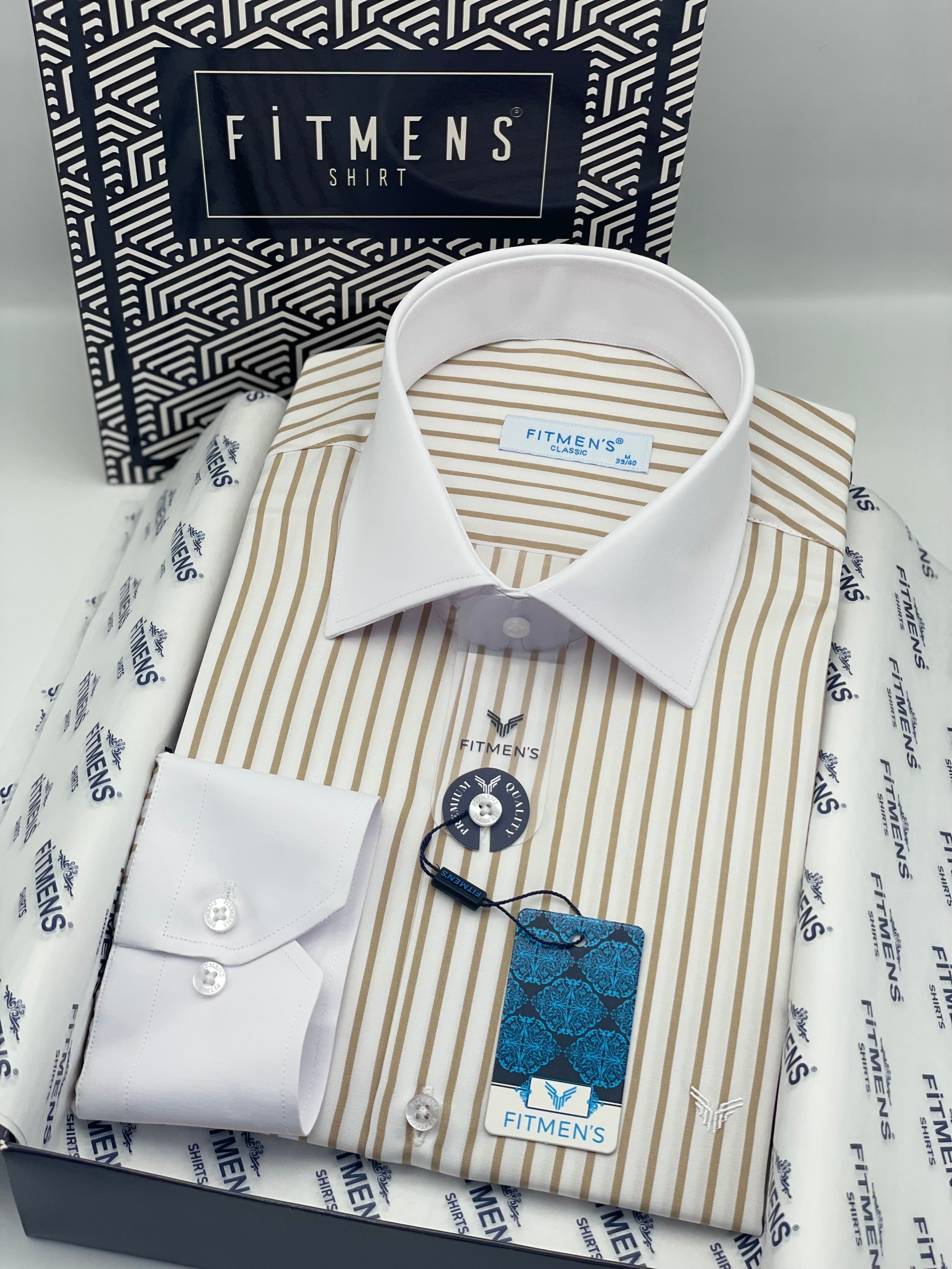 Klasik Uzun Kol Cepsiz Yaka Manşet Beyaz Hediye Kutulu Erkek Gömlek FS-004325 - Beyaz Bej