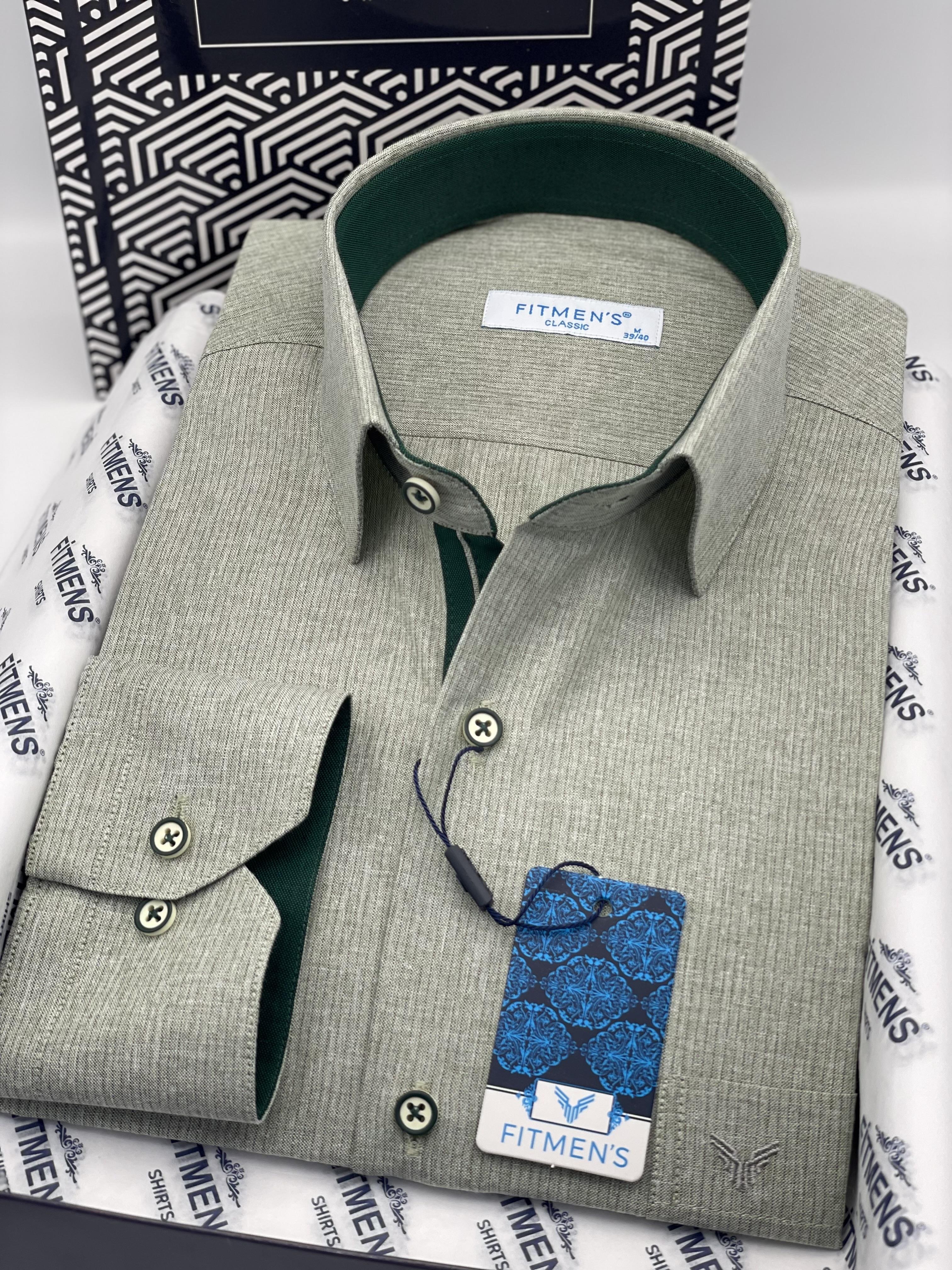 Klasik Uzun Kol Keten Cotton Hediye Kutulu Erkek Gömlek FS-001261 - Yeşil