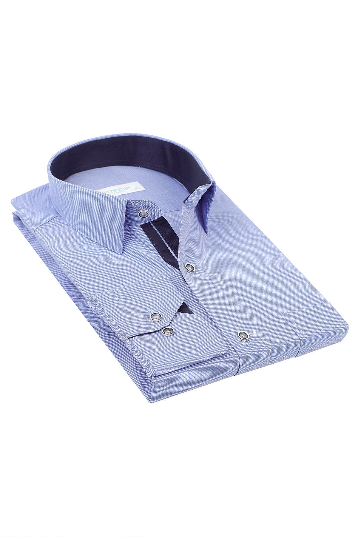 Klasik Uzun Kol Filafil Pitikareli Swift Hediye Kutulu Erkek Gömlek FS-001263 - Saks Mavi