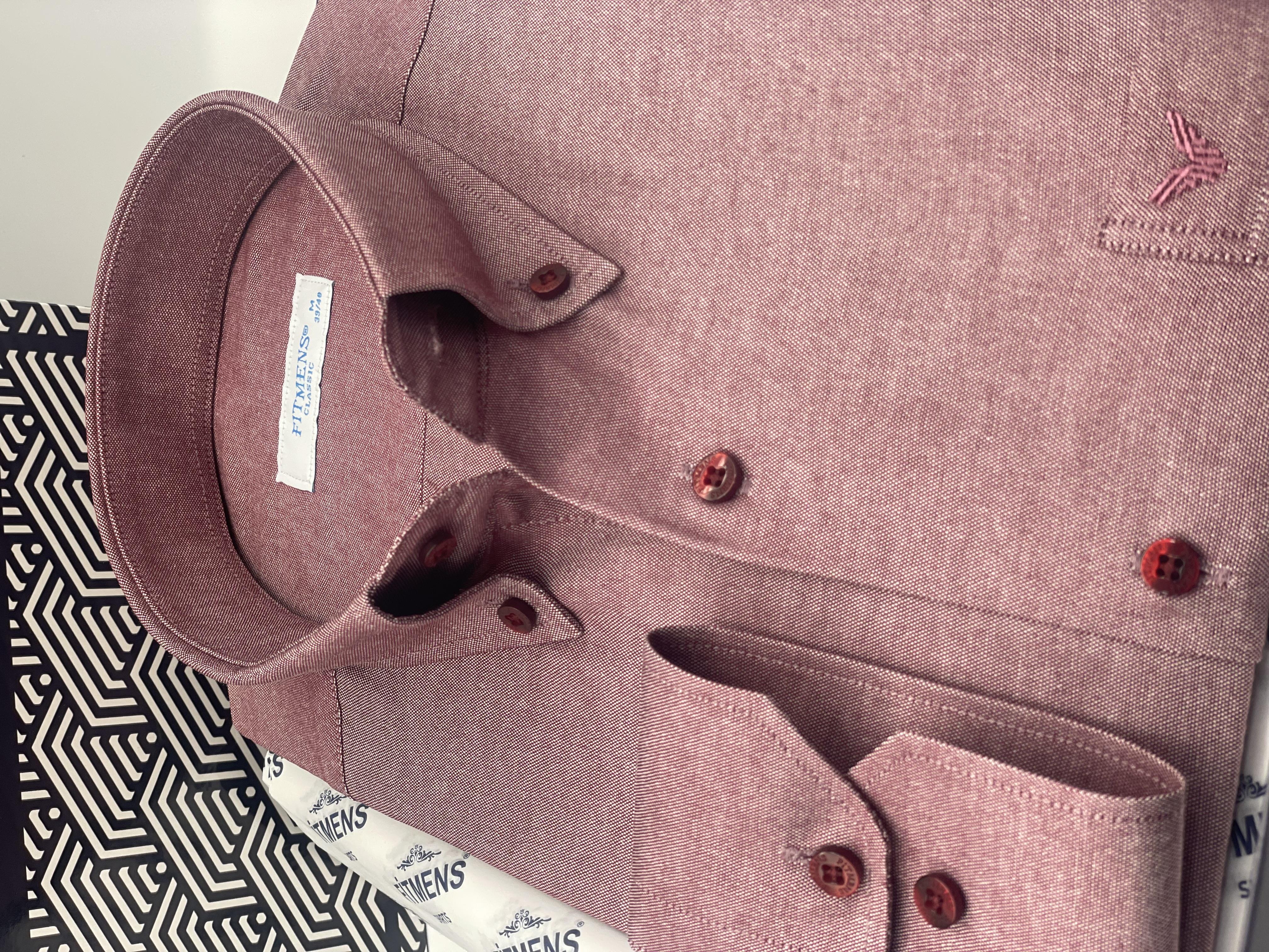 Klasik Uzun Kol Pamuklu Yaka Düğmeli Hediye Kutulu Kolay Ütülenebilir Erkek Gömlek FS-003897 - Bordo