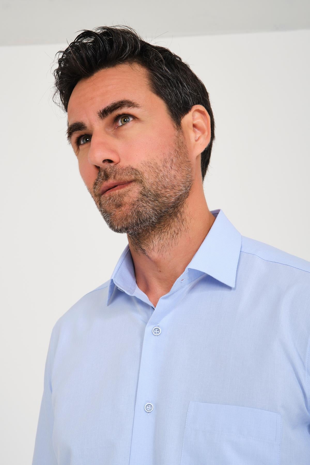 Klasik Kısa Kol Filafil Pötikareli Swift Hediye Kutulu Erkek Gömlek FS-001220 - Mavi