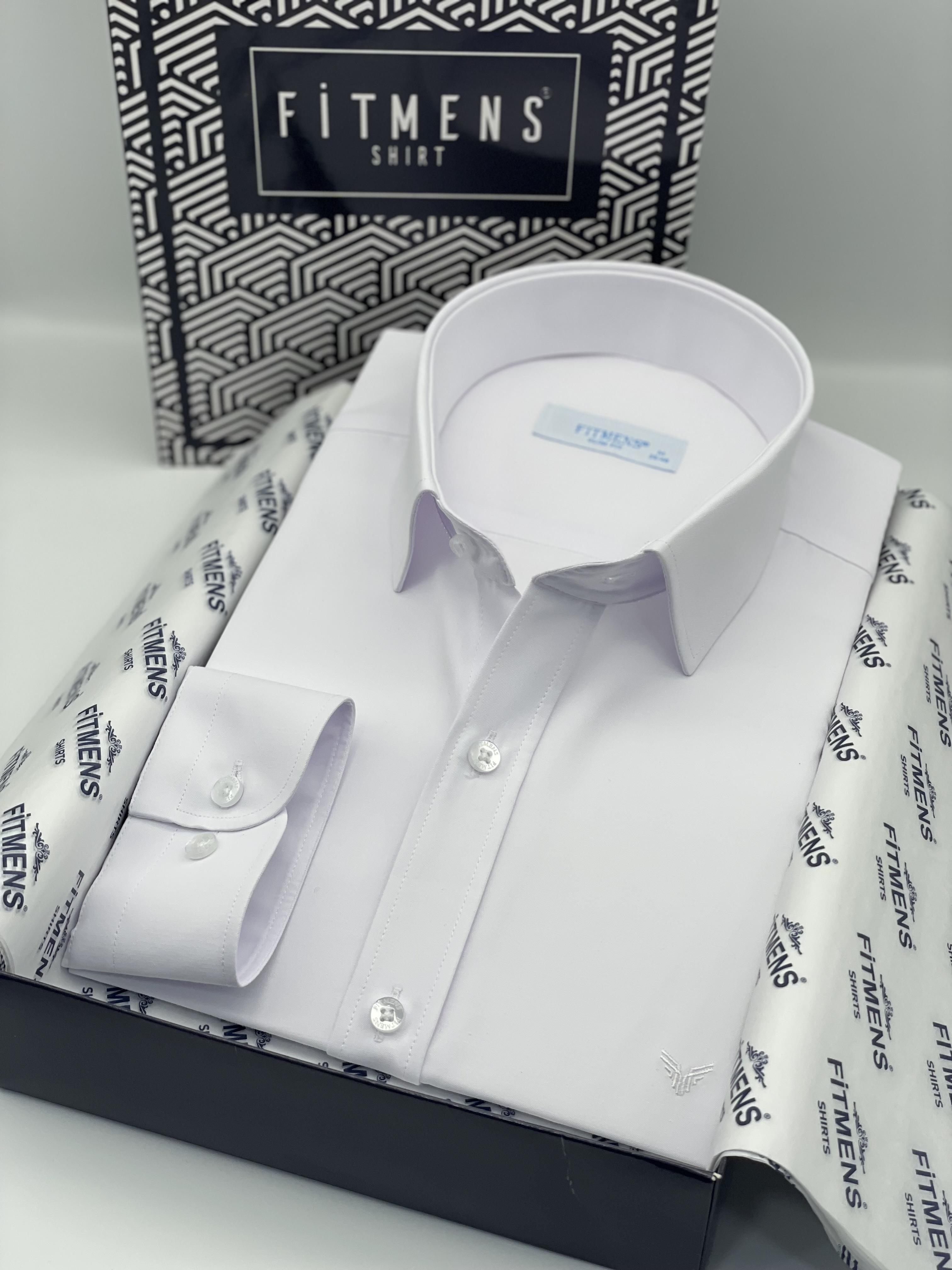 Slim Fit Uzun Kol Saten Hediye Kutulu Kolay Ütülenebilir Erkek Gömlek FS-002968 - Beyaz