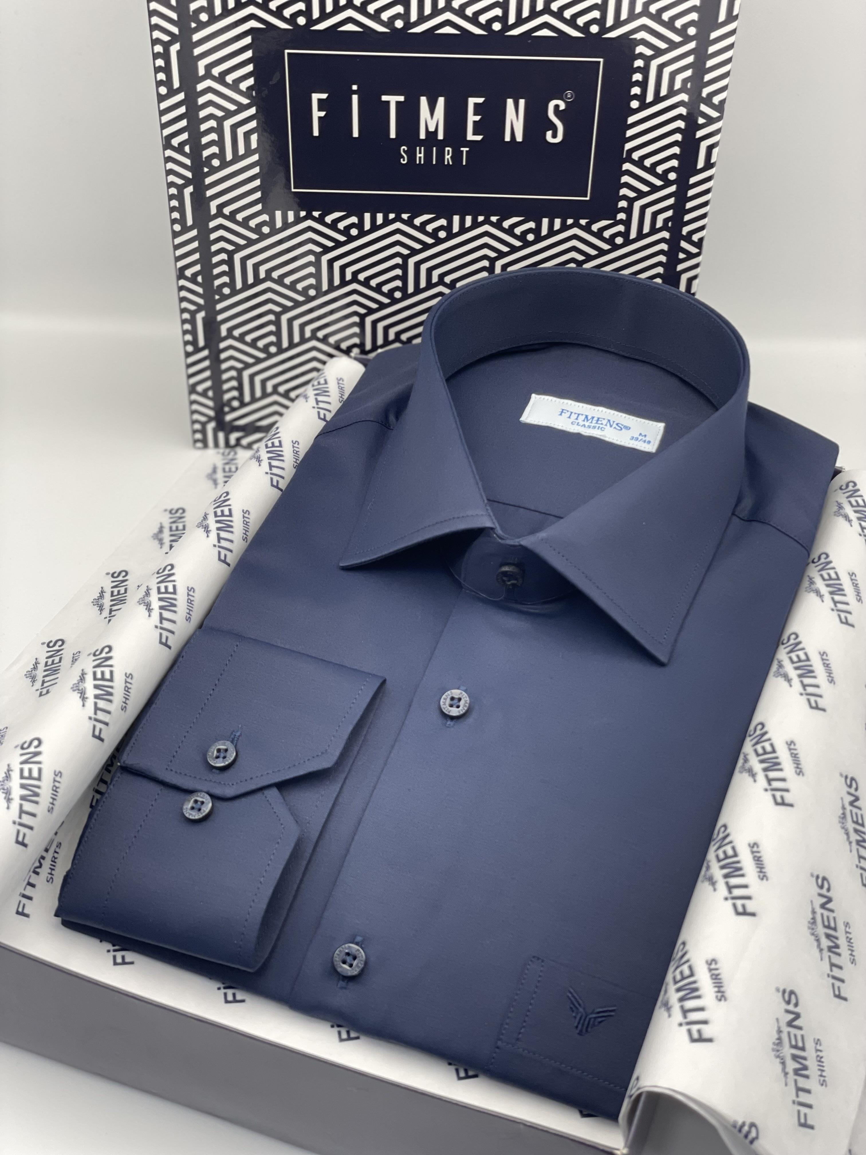 Klasik Uzun Kol Gold Saten Hediye Kutulu Erkek Gömlek FS-002160 - Lacivert