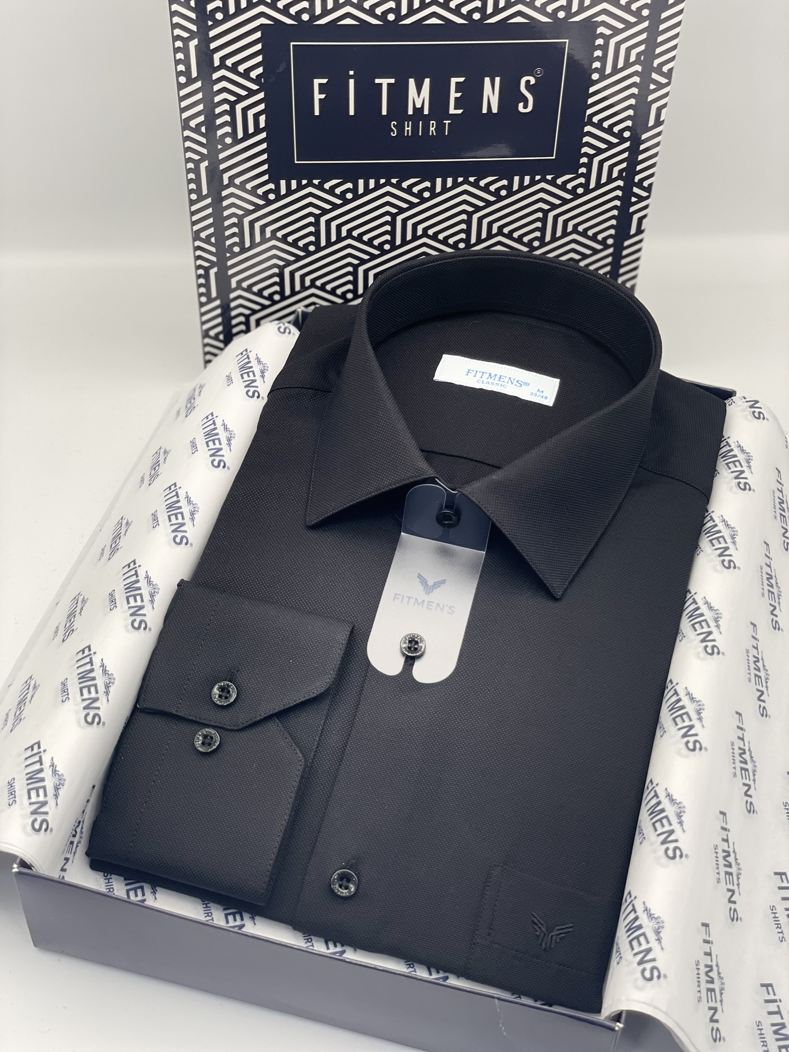 Klasik Uzun Kol Oxford Hediye Kutulu Kolay Ütülenebilir Erkek Gömlek FS-001254 - Siyah