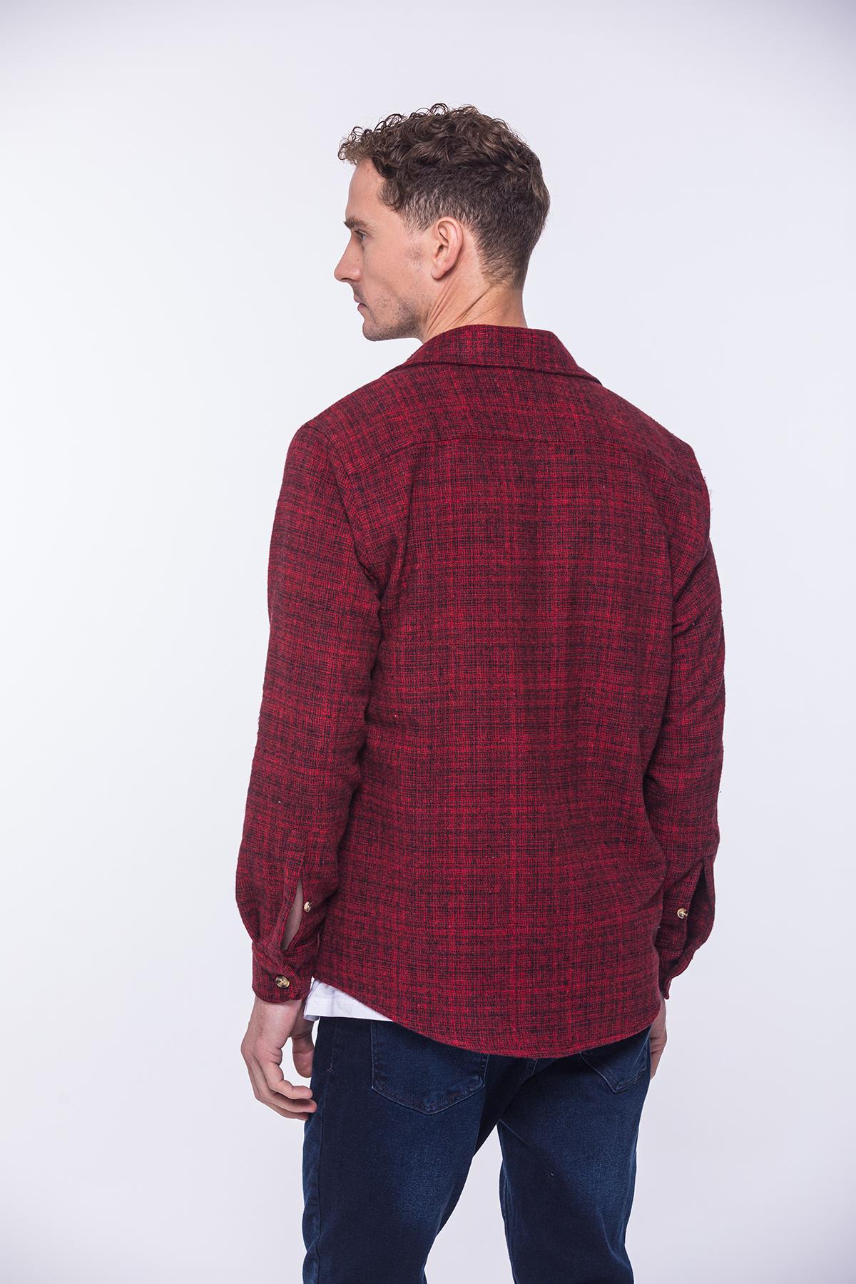 Oversize Oduncu Yumuşak Dokulu %100 Cotton Hediye Kutulu Erkek Gömlek FS-002168 - Kırmızı