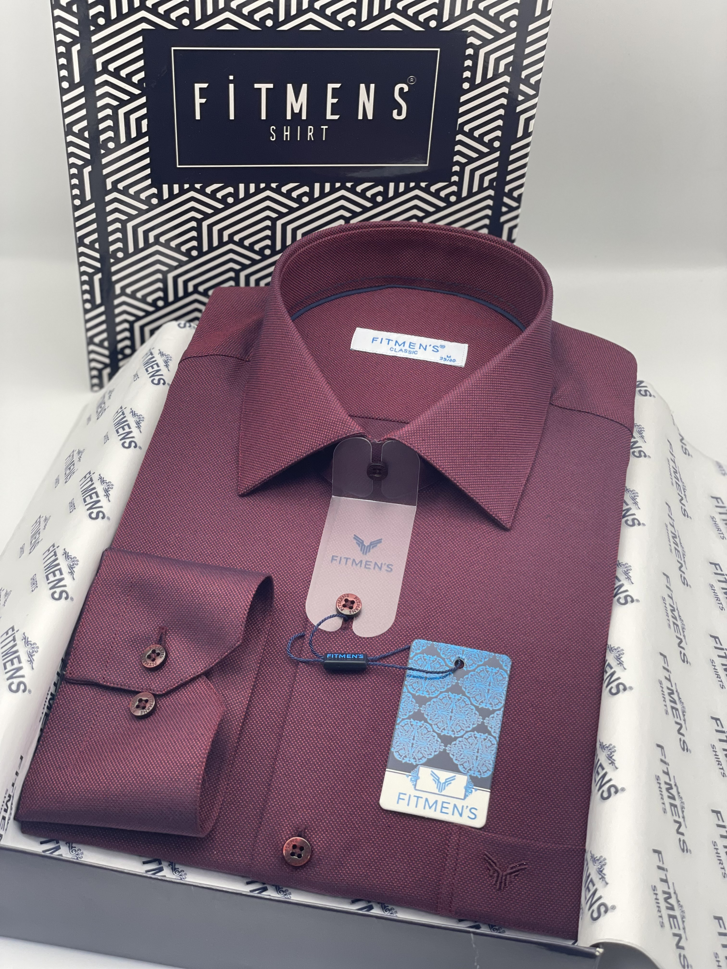 Klasik Uzun Kol Oxford Hediye Kutulu Kolay Ütülenebilir Erkek Gömlek FS-001254 - Bordo