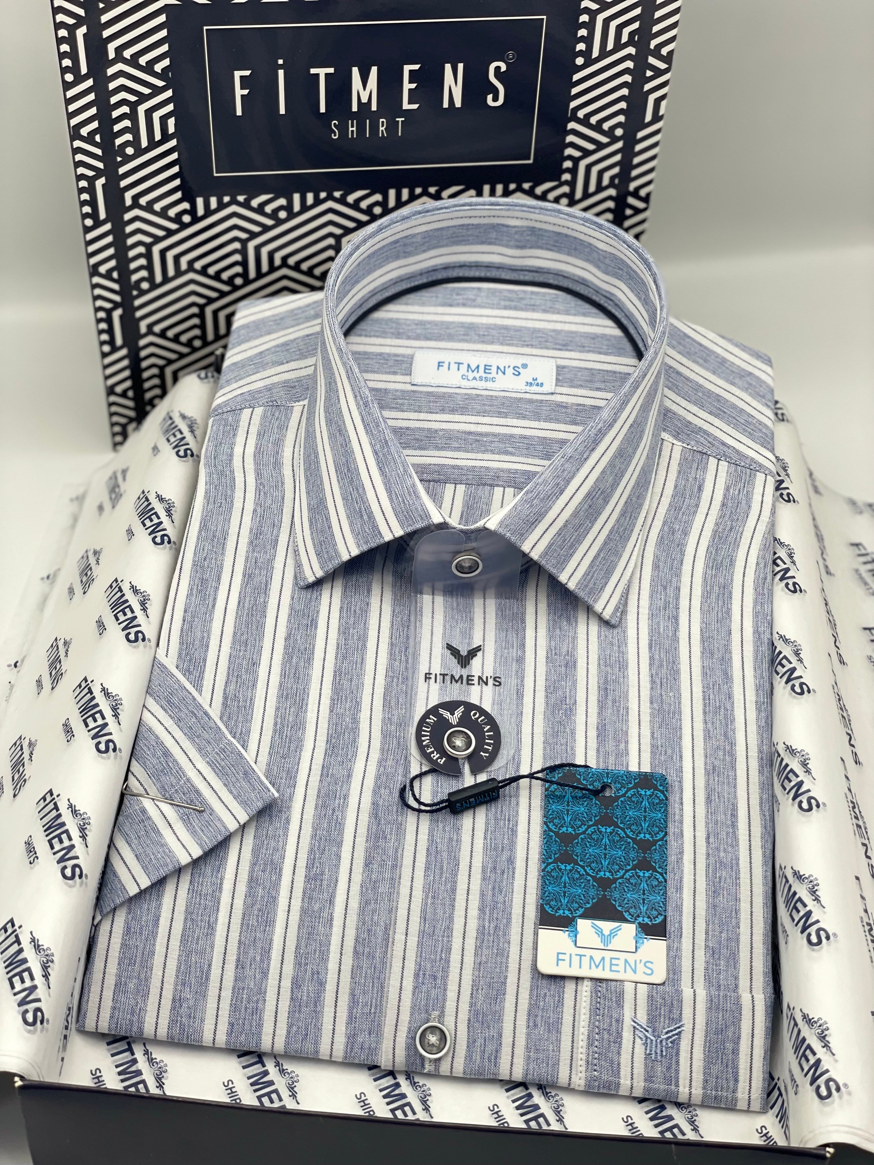 Klasik Kısa Kol Keten Cotton Nefes Alan Kumaş Hediye Kutulu Erkek Gömlek FS-004574 - Lacivert