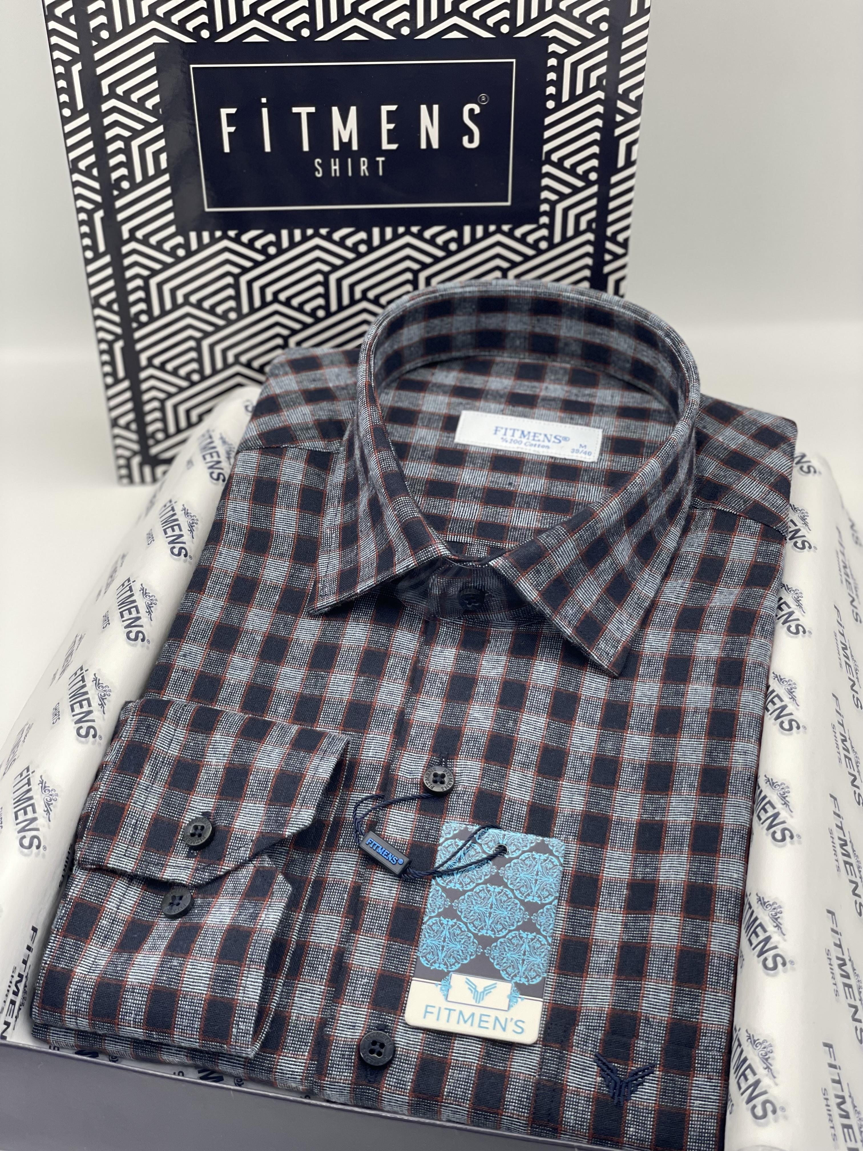 Klasik Uzun Kol %100 Cotton Kışlık Kareli Yaka Alttan Düğmeli Hediye Kutulu Erkek Gömlek FS-003134 - Bordo