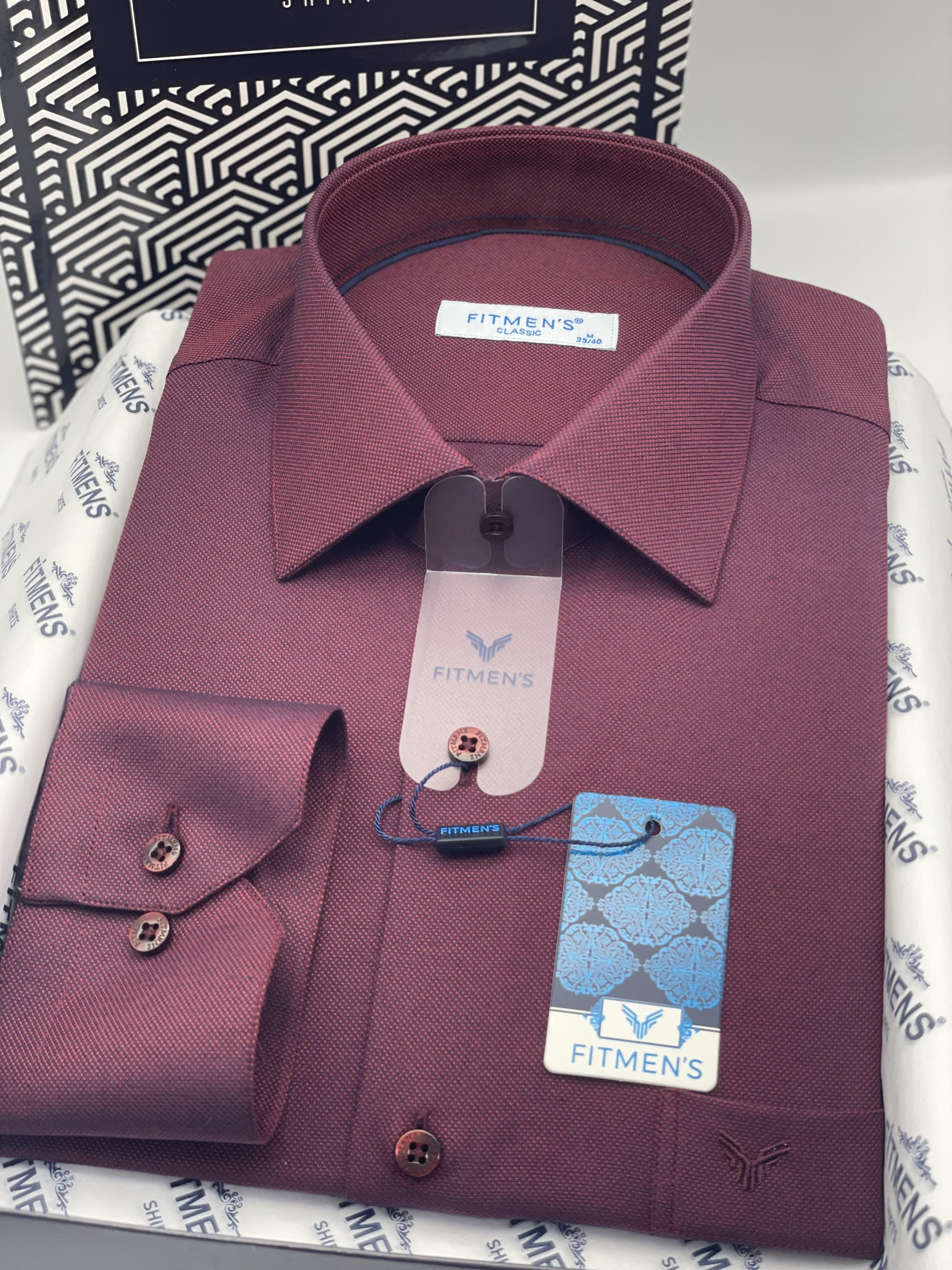Klasik Uzun Kol Oxford Hediye Kutulu Kolay Ütülenebilir Erkek Gömlek FS-001254 - Bordo