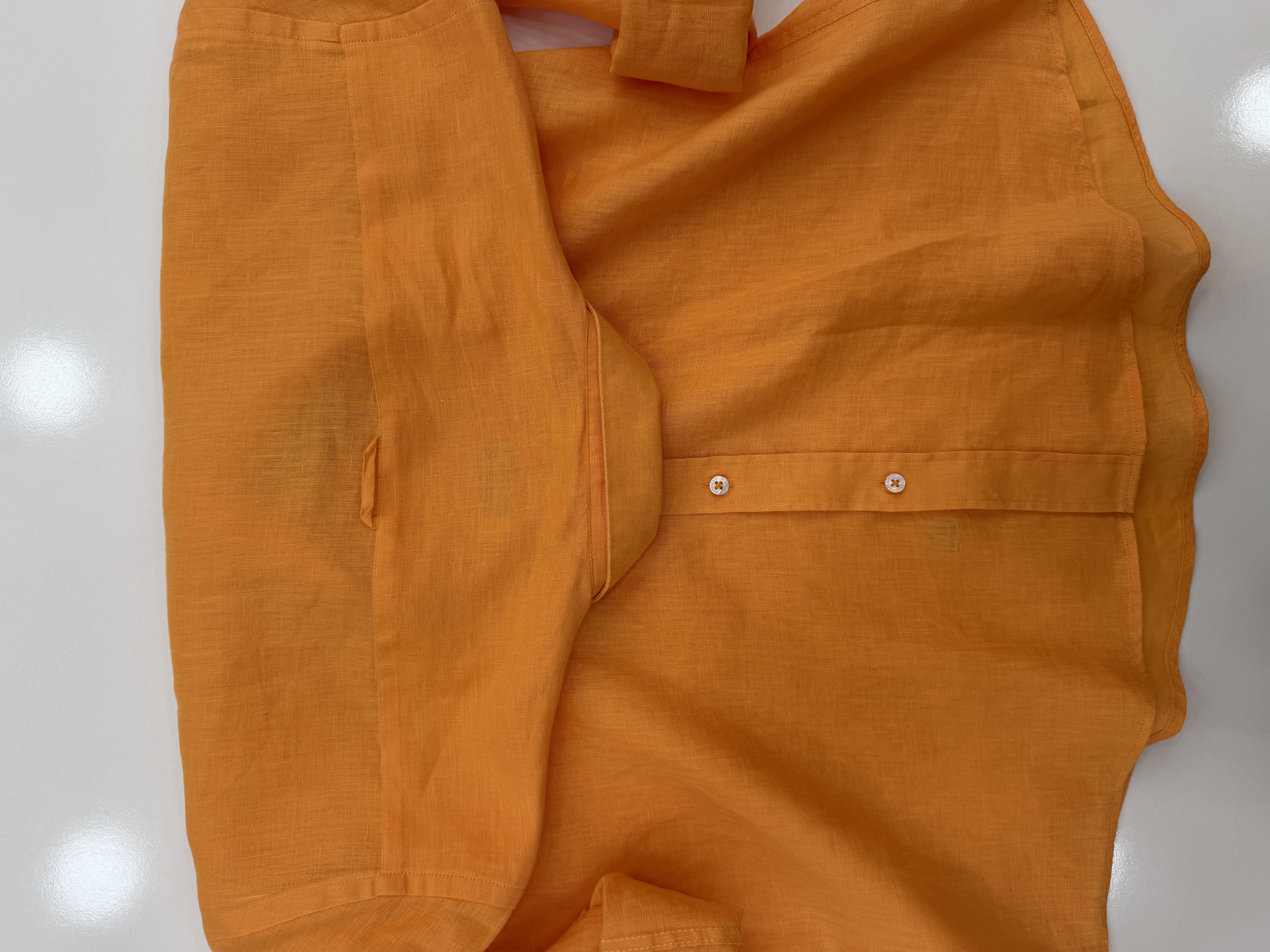 Slim Fit Uzun Kol %100 Keten Nefes Alabilen Kumaştan Hediye Kutulu Erkek Gömlek FS-004170 - Turuncu