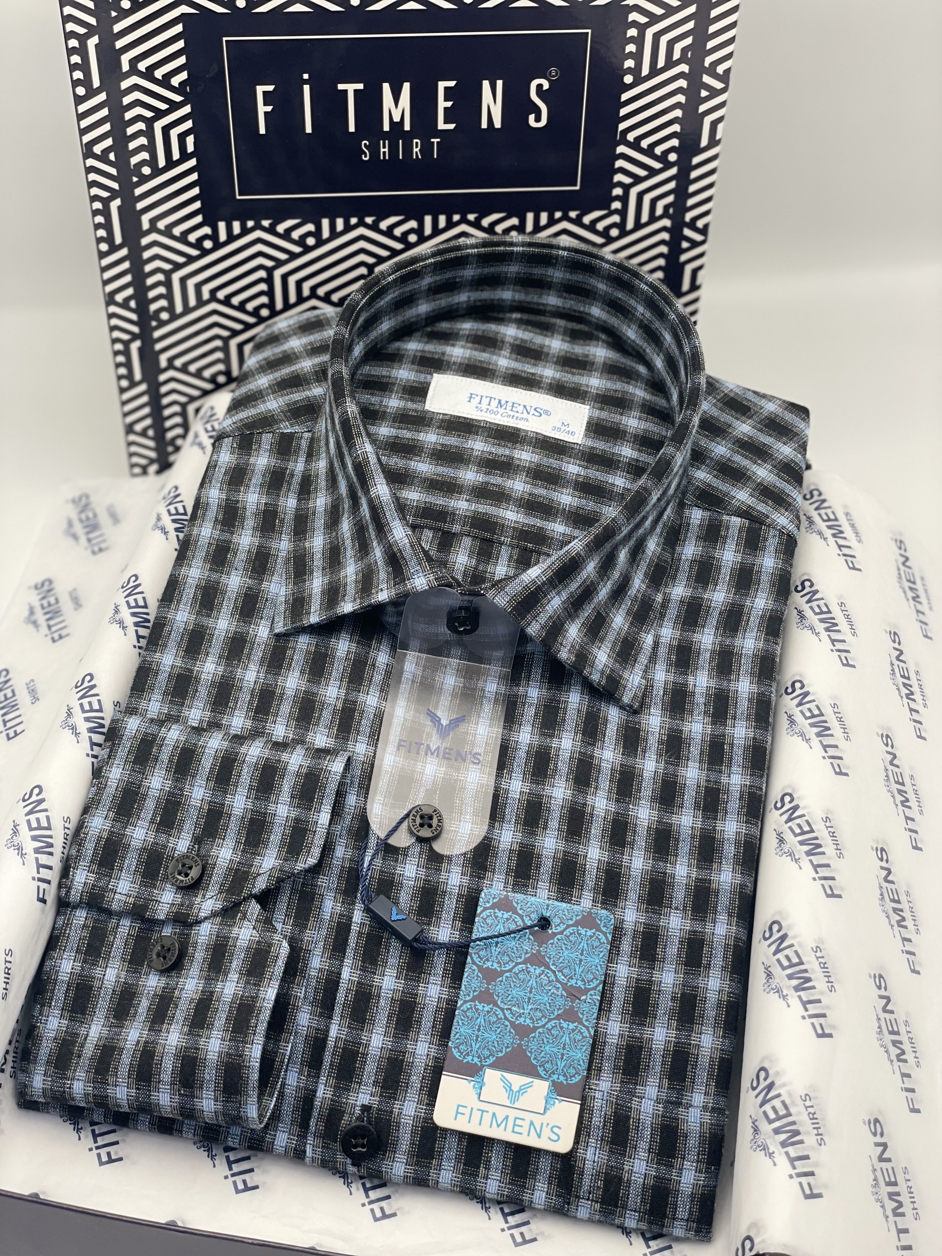 Klasik Uzun Kol Kışlık Kareli %100 Cotton Yaka Alttan Düğmeli Hediye Kutulu Erkek Gömlek FS-003129 - Lacivert