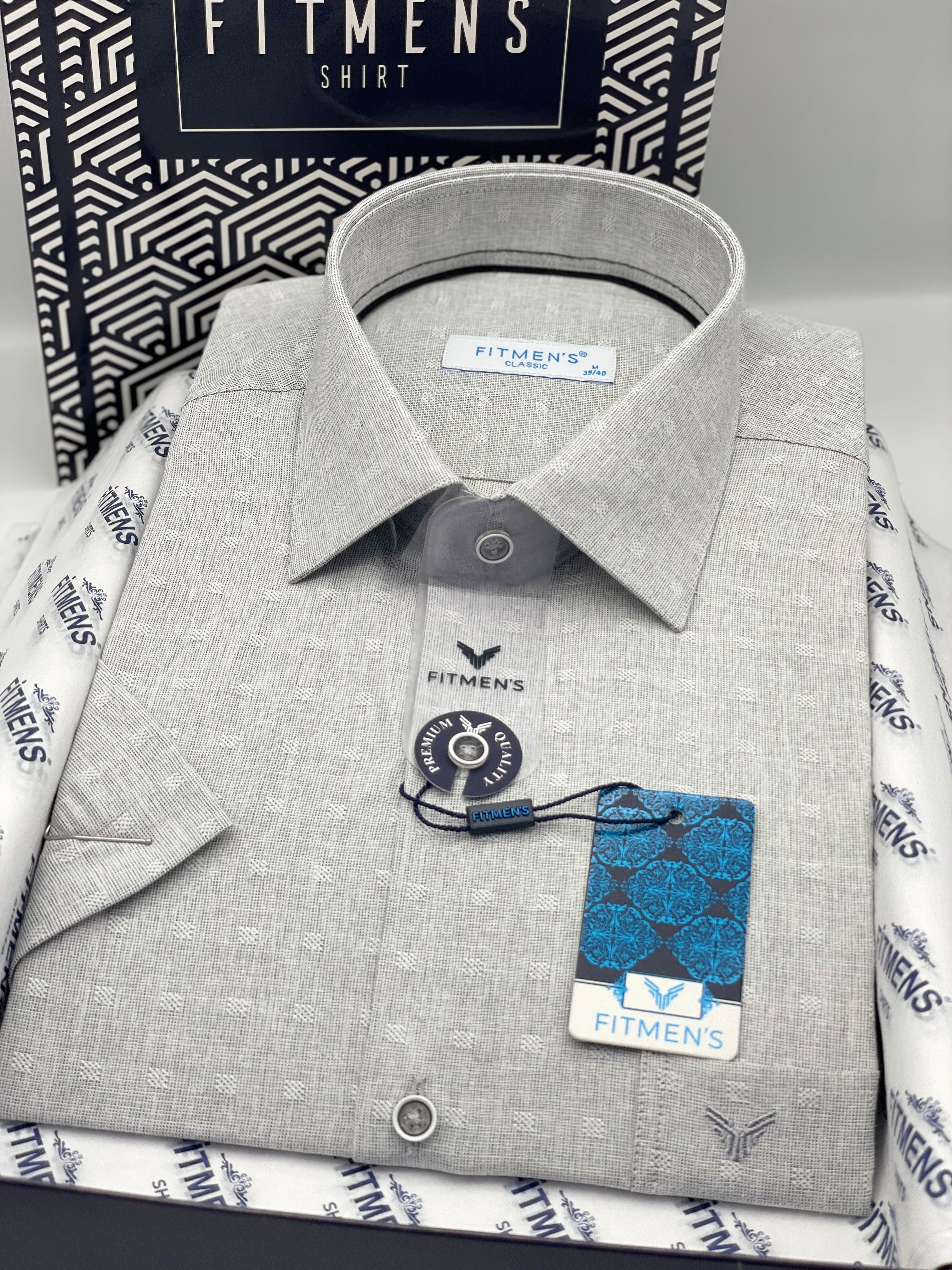 Klasik Kısa Kol Keten Cotton Nefes Alan Kumaş Hediye Kutulu Erkek Gömlek FS-004570 - Koyu Gri