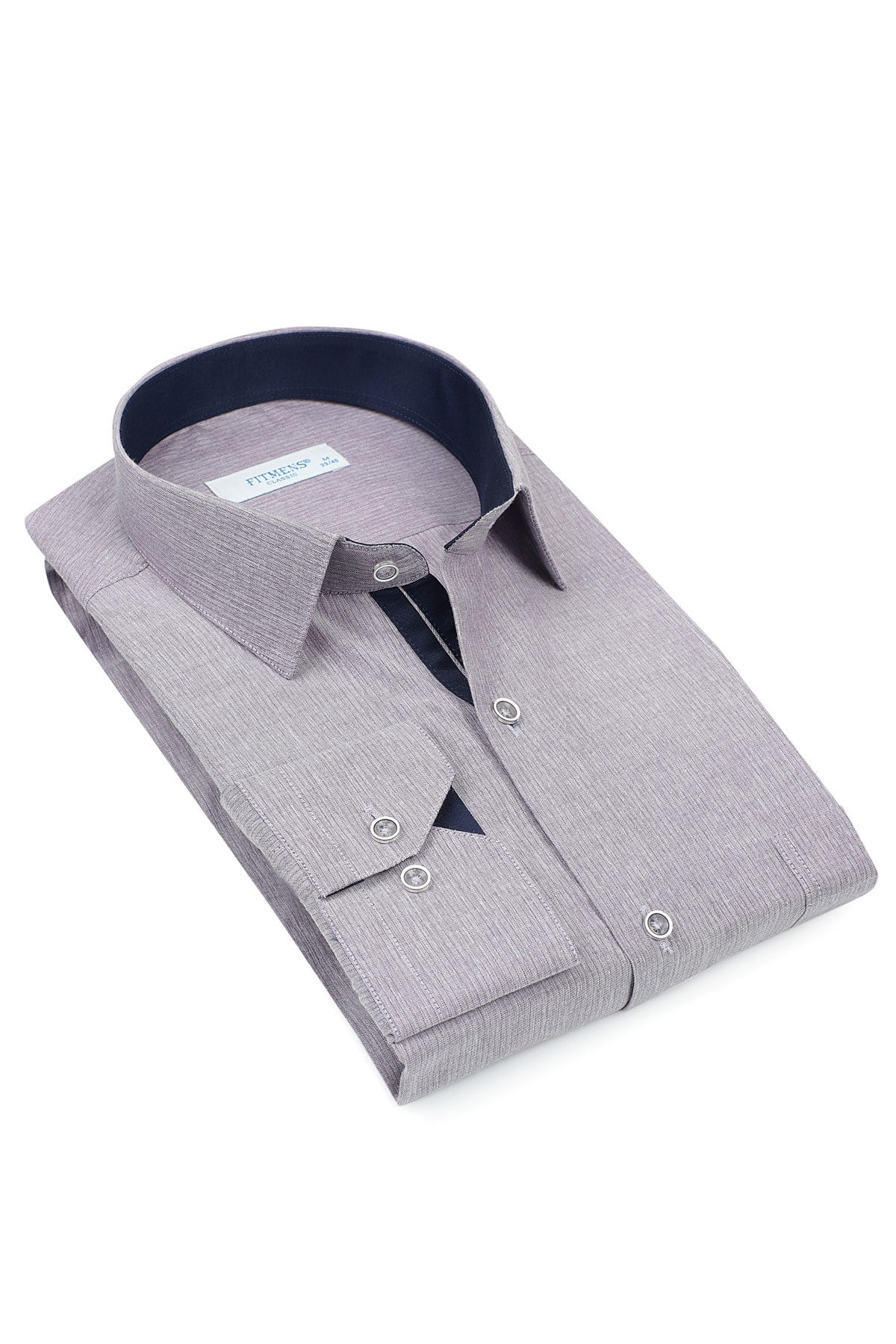 Klasik Uzun Kol Keten Cotton Hediye Kutulu Erkek Gömlek FS-001261 - Mor