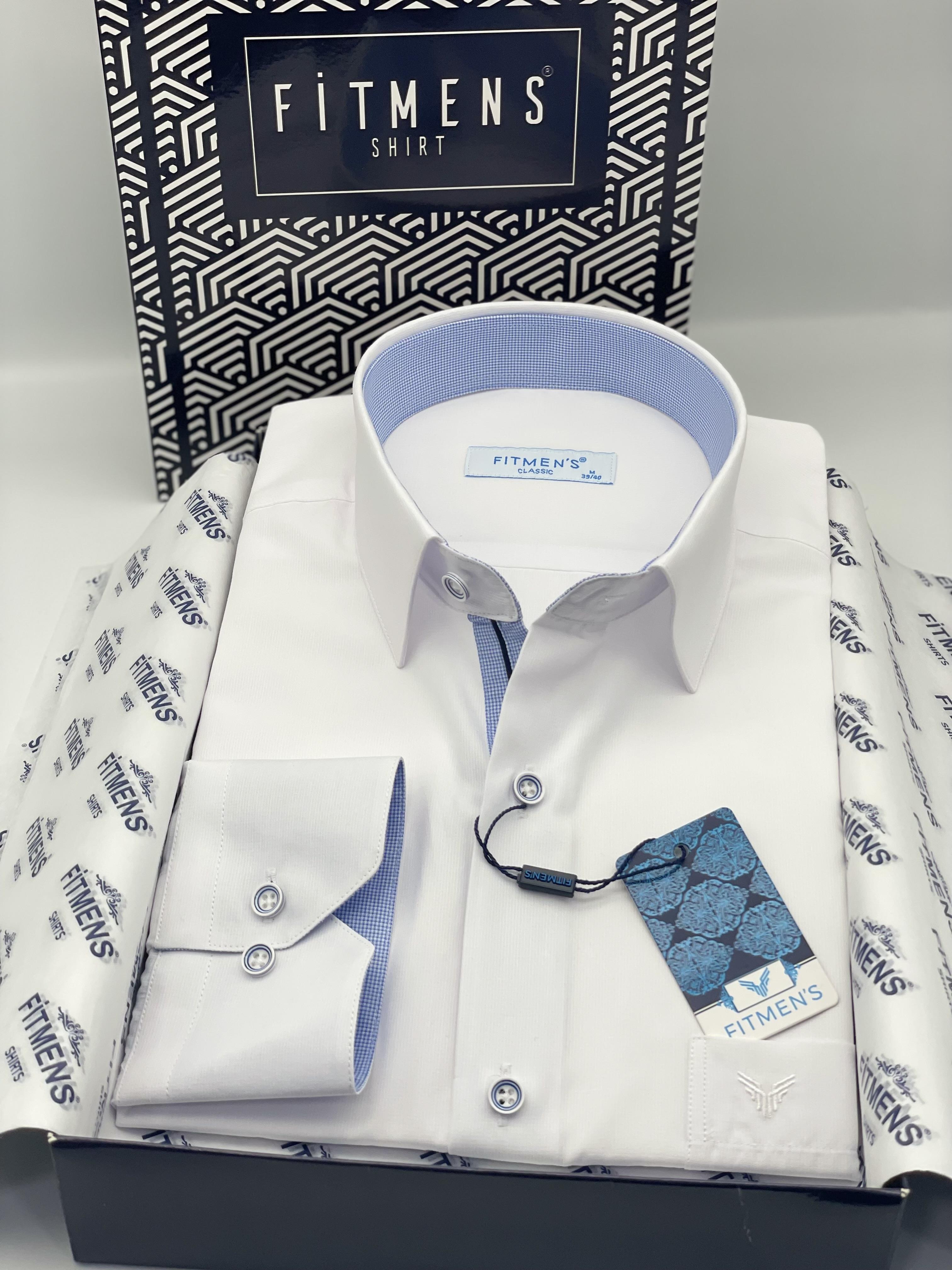 Klasik Uzun Kol Filafil Pitikareli Swift Hediye Kutulu Erkek Gömlek FS-001263 - Beyaz Mavi