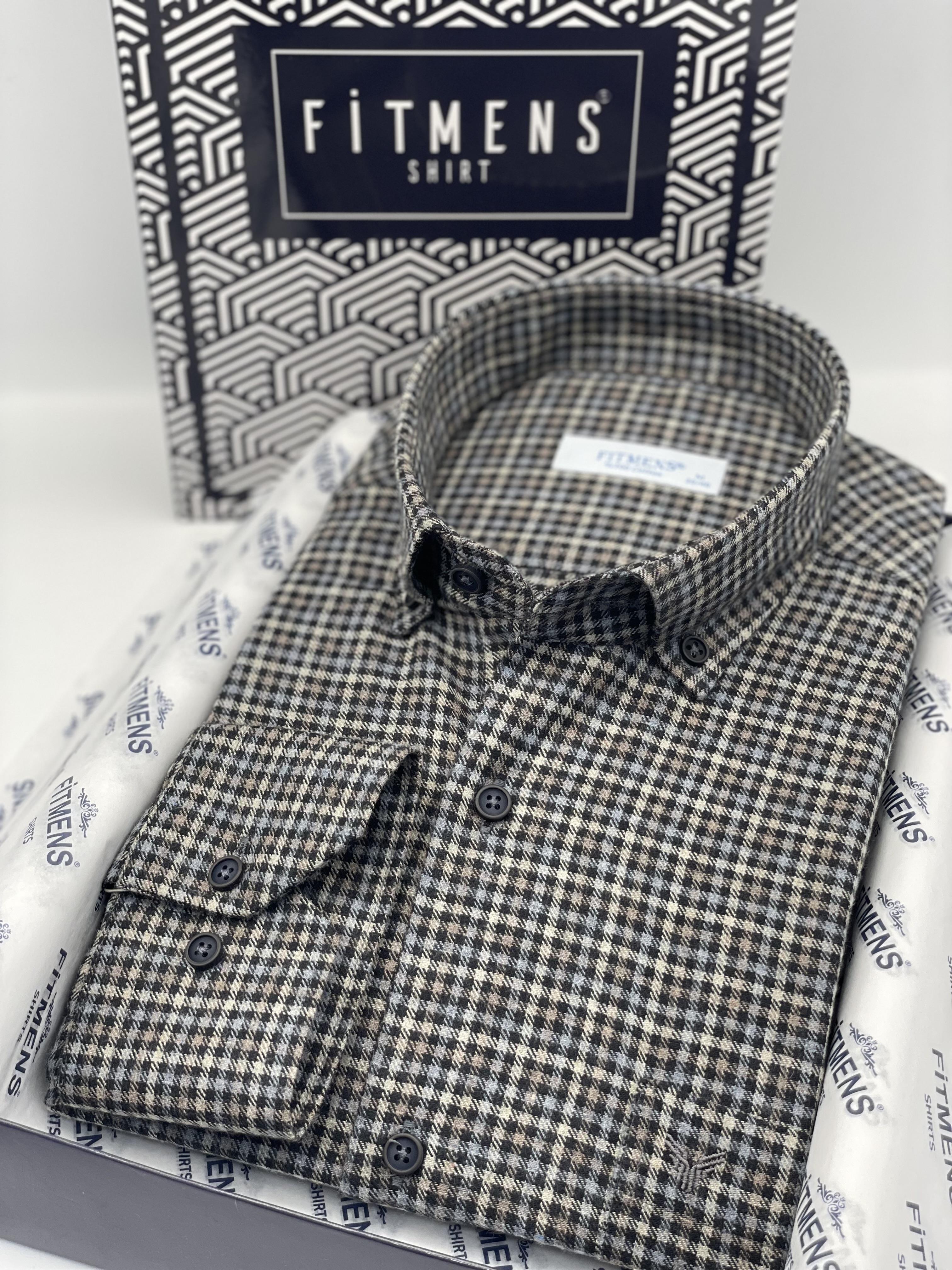 Klasik Uzun Kol Kışlık Kareli Yaka Düğmeli %100 Cotton Hediye Kutulu Erkek Gömlek FS-003765 - Siyah