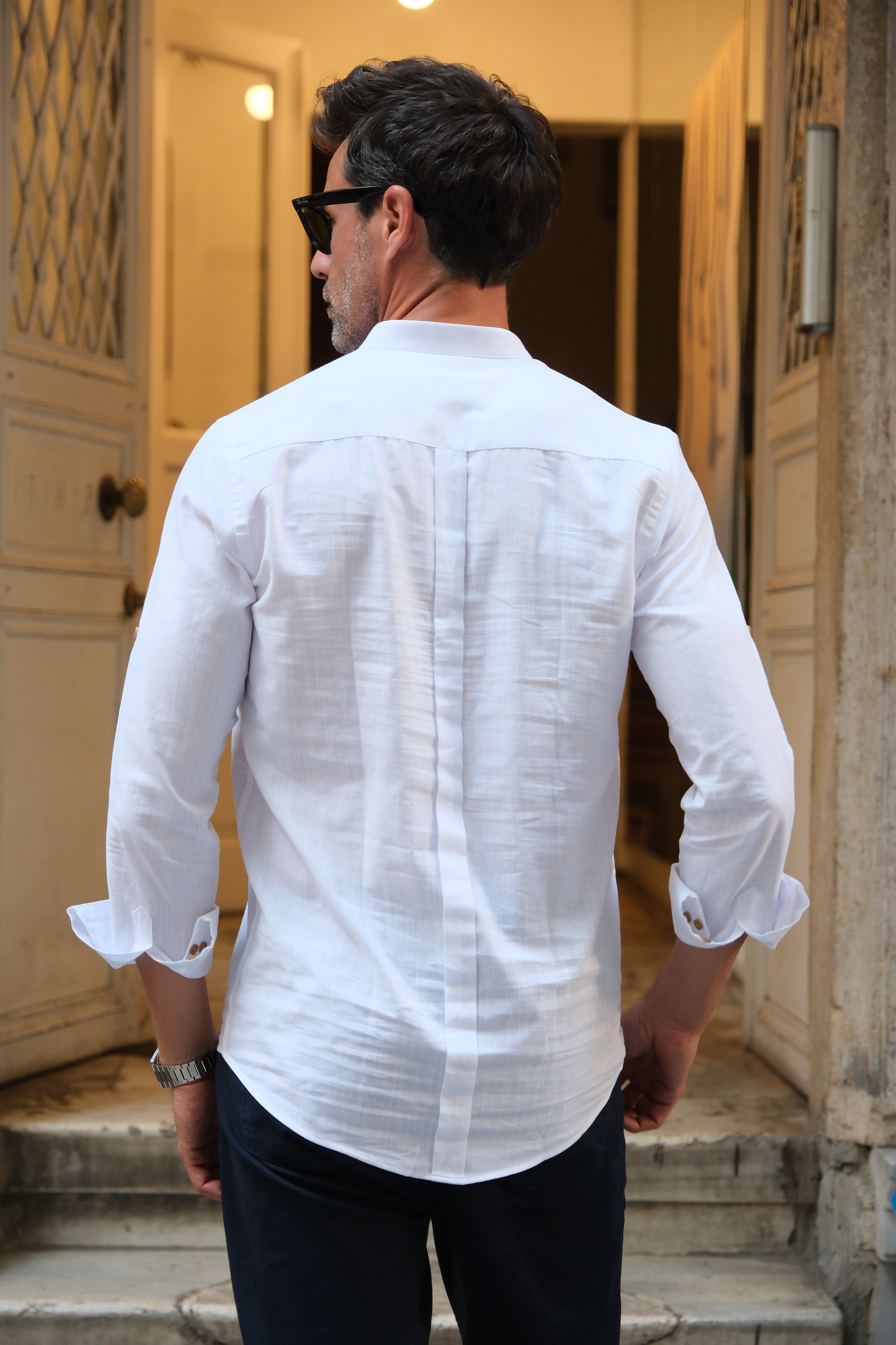 Slim Fit Uzun Kol Hakim Yaka Yarım Patlı Hediye Kutulu Erkek Gömlek FS-003687 - Beyaz