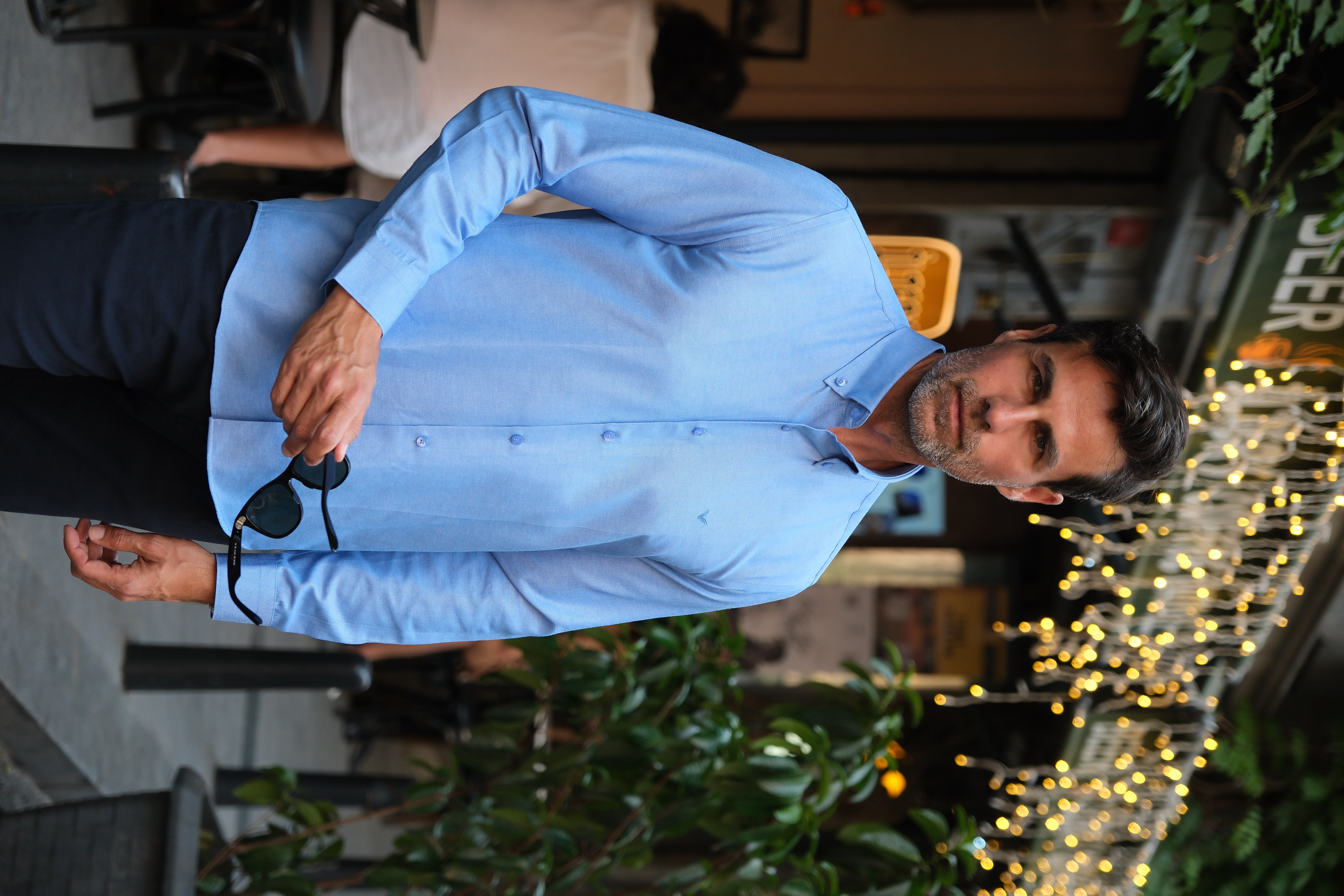 Slim Fit Uzun Kol Pamuklu Hediye Kutulu Kolay Ütülenebilir Erkek Gömlek FS-002225 - Saks Mavi