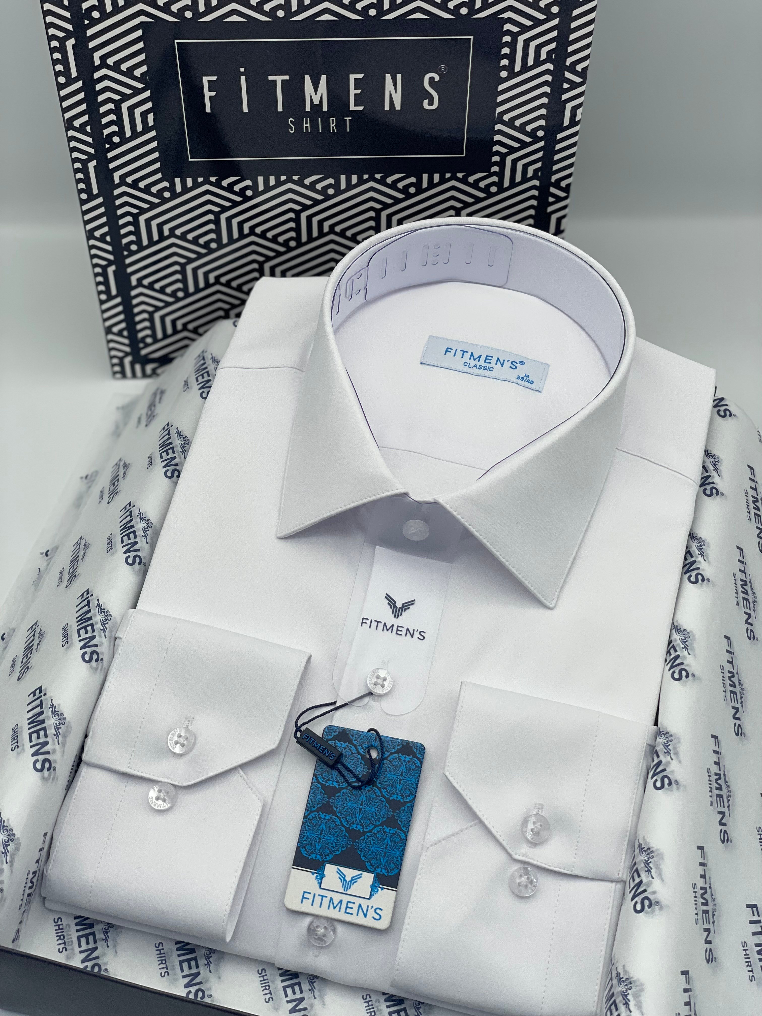 Klasik Uzun Kol Cepsiz Likralı Rahat Kumaş Erkek Gömlek FS-004517 - Beyaz