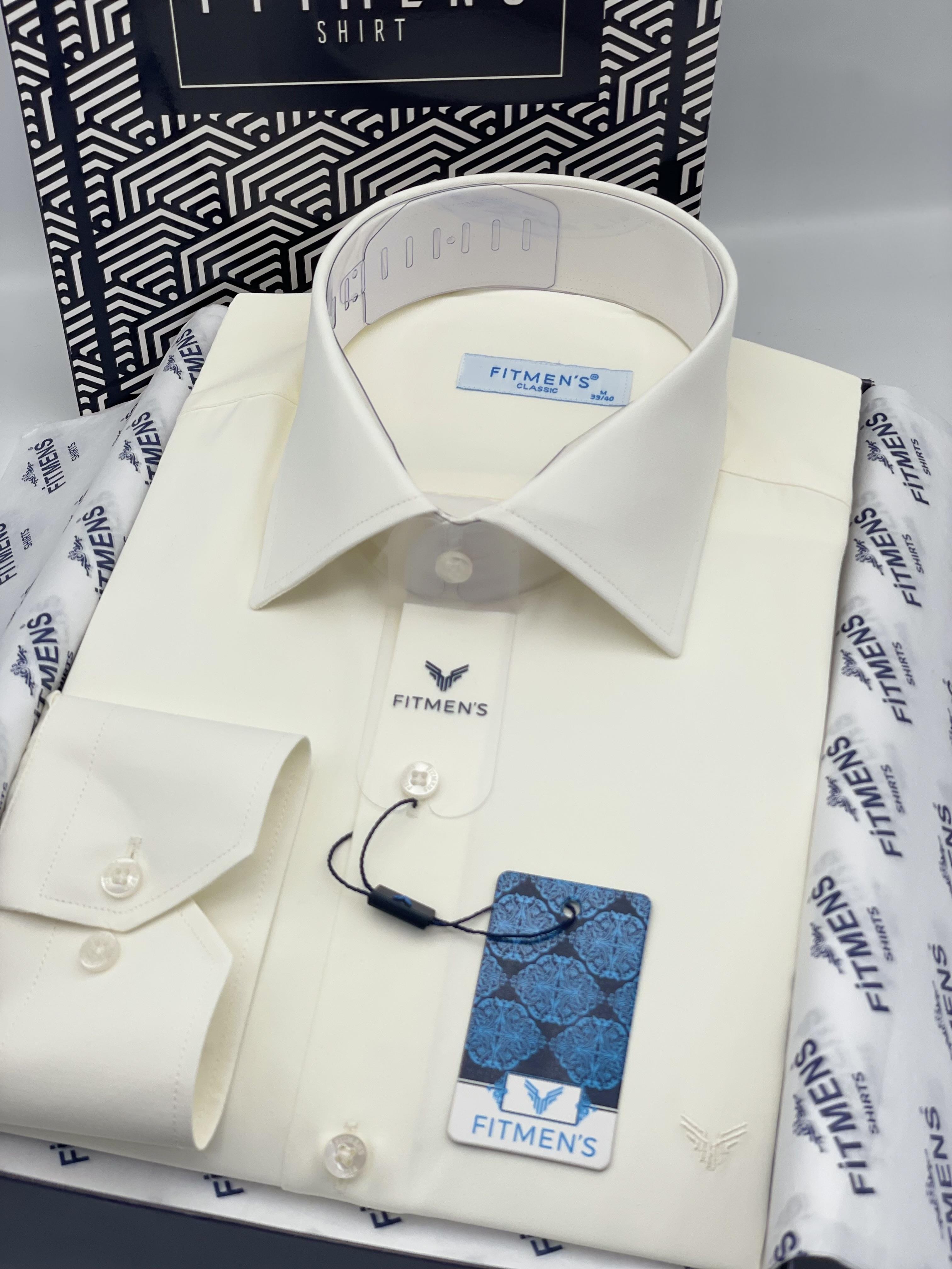 Klasik Uzun Kol Gold Saten Cepsiz Hediye Kutulu Erkek Gömlek FS-003308 - Krem